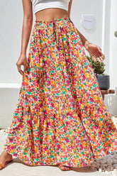 Printed Elastic Waist Maxi Skirt Floral OutfitFlow