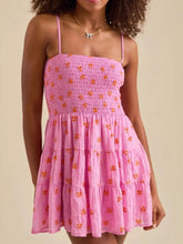 Floral Smocked Tiered Mini Cami Dress Pink OutfitFlow