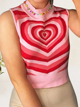 Heart Mock Neck Sweater Vest Pink OutfitFlow