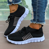 Breathable Mesh Round Toe Athletic Black OutfitFlow