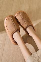 Thermal Round Toe Platform Slippers Caramel OutfitFlow