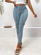 Decorative Buckle Skinny Jeans with Pockets Light OutfitFlow