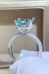 5 Carat Moissanite 925 Sterling Silver Ring Teal OutfitFlow
