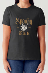 Simply Love Full Size SPOOKY CLUB Short Sleeve Tubular T-Shirt Black OutfitFlow