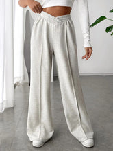 Elastic Waist Wide Leg Pants Light Gray OutfitFlow