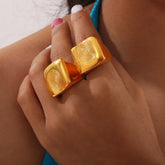 Titanium Steel Fingerprint Signet Ring Gold OutfitFlow