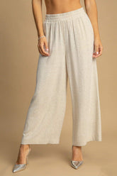 Umgee Full Size High Waisted Embellished Linen Pants Plus Size OATMEAL OutfitFlow