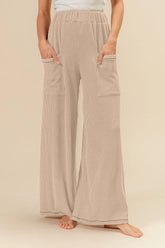 BiBi 2tone Cord Rib Waist Band Side Pocket Pants OAT OutfitFlow