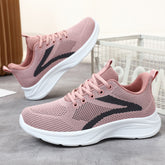 Lace Up Mesh Breathable Athletic Sneakers Pink OutfitFlow