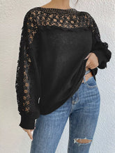 Crochet Long Sleeve Sweater Black OutfitFlow