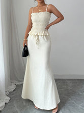 Smocked Ruffled Hem Cami and Maxi Skirt Set Apricot OutfitFlow