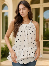 Ruffled Printed Halter Neck Cami Top Dot OutfitFlow