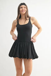 MONO B Bubble Active Mini Dress BLACK OutfitFlow