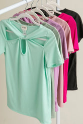 BiBi Rib Knit with Cut Out and Front Twist Detailed Top MINT OutfitFlow