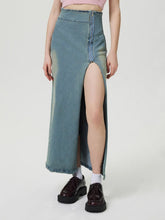 Slit Denim Skirt with Zip Medium OutfitFlow