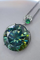 20 Carat Moissanite 925 Sterling Silver Pendant Necklace Dark Green One Size OutfitFlow