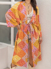 Open Front Long Sleeve Cover Up Tangerine OutfitFlow