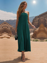Perfee Layered Halter Neck Wide Leg Jumpsuit Dark Green OutfitFlow