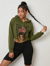 Cutout Long Sleeve Hoodie Green OutfitFlow
