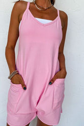 Sleeveless Romper with Pockets Pink OutfitFlow