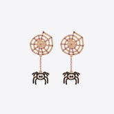 Spider Rhinestone Alloy Earrings Gold One Size OutfitFlow