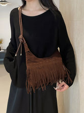 Fringe Knotted Strap Shoulder Bag Dark Brown One Size OutfitFlow