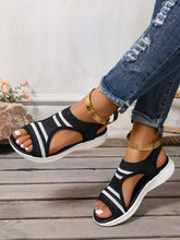 Cutout Mesh Peep Toe Sandals Black OutfitFlow