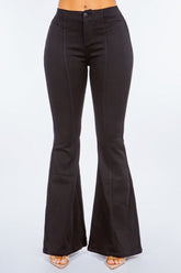 American Bazi High Waist Pull On Flare Jeans Black OutfitFlow
