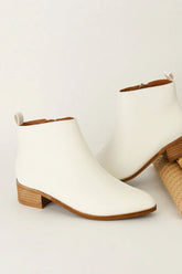Beast Fashion PU Leather Block Heel Boots White OutfitFlow
