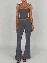 Cami Top and Flare Pants Matching Set Dark Gray OutfitFlow