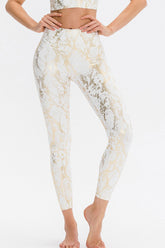 Animal Print Slim Fit Wide Waistband Long Sports Pants White OutfitFlow