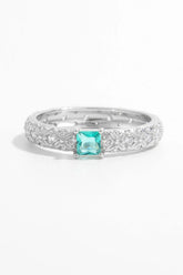 925 Sterling Silver Square Zircon Ring Silver OutfitFlow
