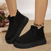 Round Toe Platform Ankle Boots Black Trendsi
