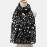 Christmas Element Polyester Scarf Black One Size OutfitFlow