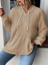 Full Size Drawstring Long Sleeve Hoodie Camel OutfitFlow