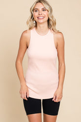 Culture Code Ribbed Round Neck Tank Tropical Peach OutfitFlow