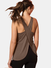 Crisscross Scoop Neck Active Tank Mocha OutfitFlow