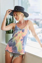 BiBi Tie Dye French Terry Knit Cami CHARCOAL TIEDYE OutfitFlow