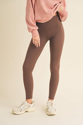Yelete Full Size Fleece Lined High Waisted Leggings Coffee Brown OutfitFlow
