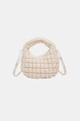 Quilted Puffy Removable Strap Crossbody Bag Ivory One Size OutfitFlow