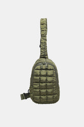 Quilted Nylon Crossbody Bag Army Green One Size OutfitFlow