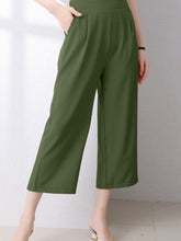 Full Size Pocketed Half Elastic Waist Pants Moss OutfitFlow
