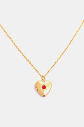 Zircon Heart Shape 14K Gold-Plated Pendant Necklace January One Size OutfitFlow