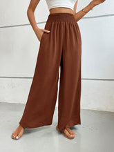 Perfee Wide Leg Pants with Pockets Dark Brown OutfitFlow