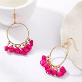 18K Gold-Plated Hoop Earrings with Tassel Beads Gold onesize OutfitFlow
