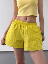 Elastic Waist Cotton Linen Shorts Lemon Yellow OutfitFlow
