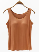 Full Size Wide Strap Modal Tank with Bra Caramel OutfitFlow