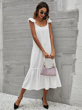 Full Size Ruffled Hem Midi Dress with Cap Sleeves Plus Size White OutfitFlow