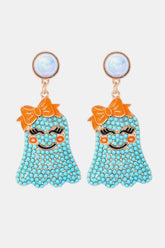 Smiling Ghost Shape Synthetic Pearl Earrings Light Blue One Size OutfitFlow
