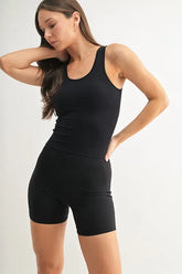 MONO B Classic Seamless Ribbed Tank BLACK OutfitFlow